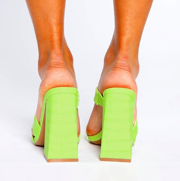 Fashion Nova Cheer is Here Green Mule Heels - Picture 3 of 6